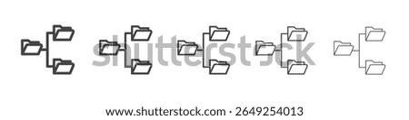 Folder tree icon vector outline set illustration sign