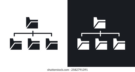 Folder tree icons set vectors black and colored style