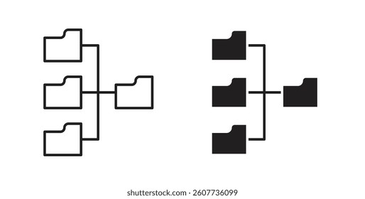 Folder tree icons vectors graphic designs