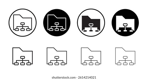 Folder with tree structure icon Black and white outline vector