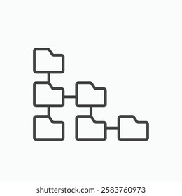 Folder tree vector icon isolated in black line