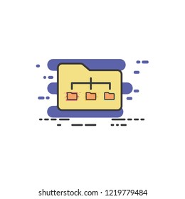 Folder with Tree View Hierarchy for File Transfer Flat Vector Icon