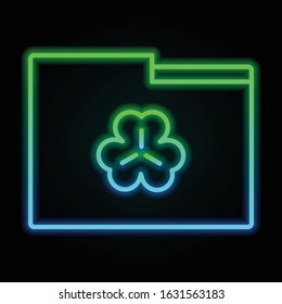 Folder, trefoil icon in nolan neon colorful style. Simple thin line, outline vector of saint patrick's day for ui and ux, website or mobile application