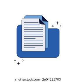 Folder with two sheets of paper. Document management, file organization.	