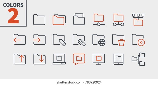 Folder UI Pixel Perfect Well-crafted Vector Thin Line Icons 48x48 Ready for 24x24 Grid for Web Graphics and Apps with Editable Stroke. Simple Minimal Pictogram Part 1-4