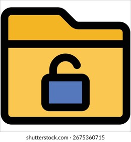 Folder Unlock Icon Element For Design