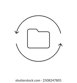 Folder update icon line style isolated on white background. Vector illustration