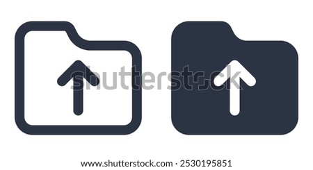 Folder with Upload Arrow simple icons set designed in filled, outline, line and stroke style