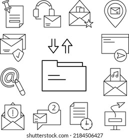 Folder, upload, download icon in a collection with other items
