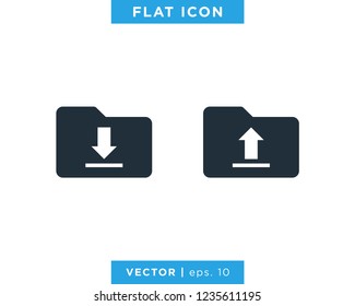 Folder Upload Download Icon Vector Design Template.