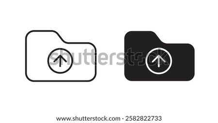 Folder upload filled and outlined icons vectors on white background