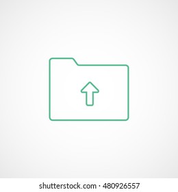 Folder Upload Green Line Icon On White Background