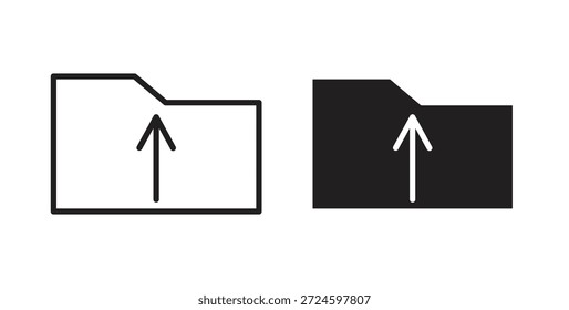 Glifo de icono de Cargar de carpeta y concepto de símbolo de línea delgada de conjunto de líneas.