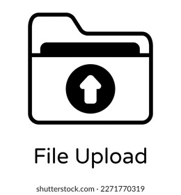 Folder upload icon, glyph style design 