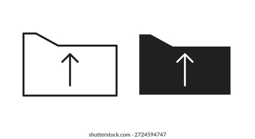 Folder upload icon with line and silhouette versions.
