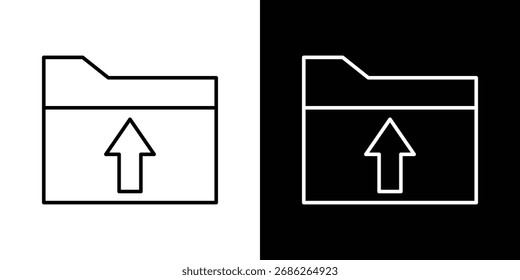 Ícone de upload de pasta designs de vetor de logotipo. ícone definido em traçados pretos e brancos