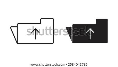 Folder upload icon set in thin line. vector illustrations for web