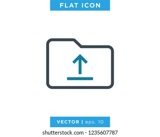 Folder Upload Icon Vector Design Template. Editable Stroke.