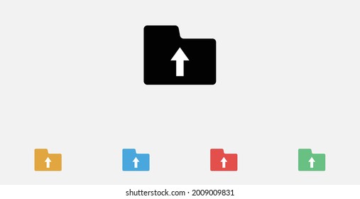 Folder with upload icon. Vector illustration icon. Upload folder icon. Filled vector icon. Set of colorful flat design icons
