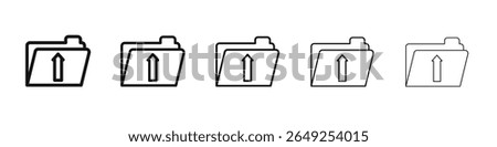 Folder upload icon vector outline set illustration sign