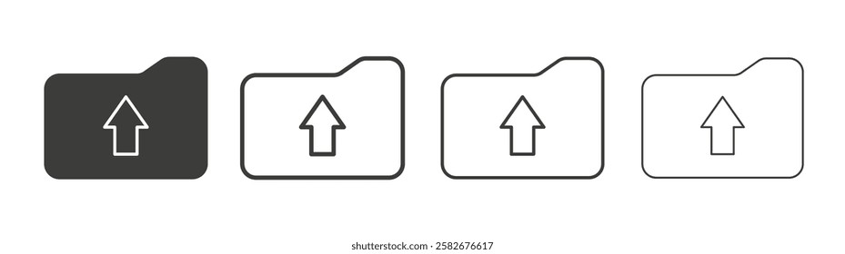 Folder upload icons set vectors graphic designs