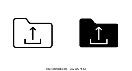 Folder upload icons. stroke line and black solid icons