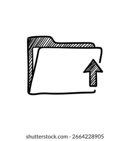 Folder with upward arrow symbolizing file upload and digital document management