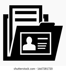 Folder and user card icon. User base. Subscriber Data. Archive of workers. Vector icon.