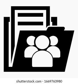 Folder and user group icon. Illustration of a social network. Community. Vector icon.