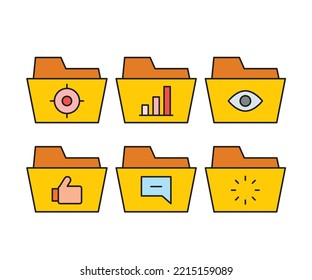 folder and user interface icons set 