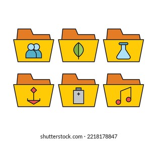 folder and user interface icons set