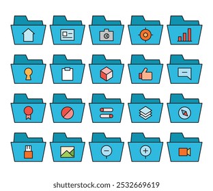 folder and user interface icons set