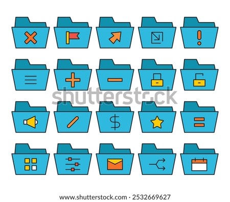 folder and user interface icons set