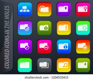 Folder vector colored icons in the holes easily adapt to any background