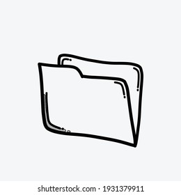 Folder vector icon. Drawing sketch illustration hand drawn line.