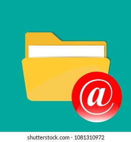 Folder vector icon. Folder and email icon. Notification of a letter in a folder