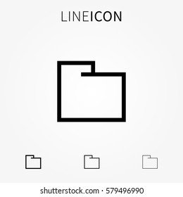 Folder vector icon. Empty folder line art pictogram. Outline file directory creative concept. Thin flat archive interface sign graphic design. Office document storage symbol.
