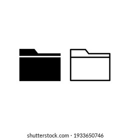 Folder vector icon. File symbol. Document archive sign. Web and application interface button. Isolated on white background.
