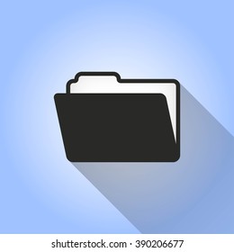 Folder   vector icon with long shadow.  Illustration  for graphic and web design.