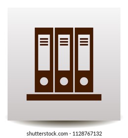 folder vector icon on a realistic paper background with shadow. Flat design style.