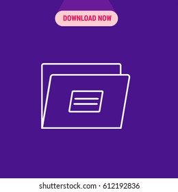 Folder Vector Icon, The outlined symbol of file with inscription on cover. Simple, modern flat vector illustration for mobile app, website or desktop app  