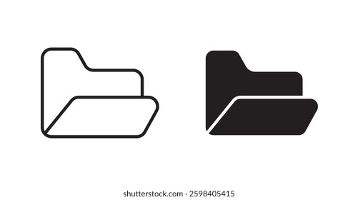 Folder vector icon set in black color.