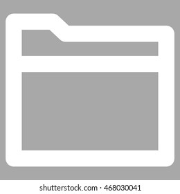 Folder vector icon. Style is linear flat icon symbol, white color, silver background.