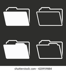 Folder   vector icon. White illustration isolated on black background for graphic and web design.