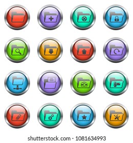 folder vector icons on color glass buttons