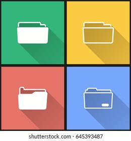 Folder vector icons set. Illustration isolated for graphic and web design.