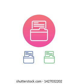 Folder Vector Illustration, outline sign with colorful gradient