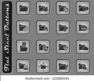 folder vector web icons on the flat steel buttons