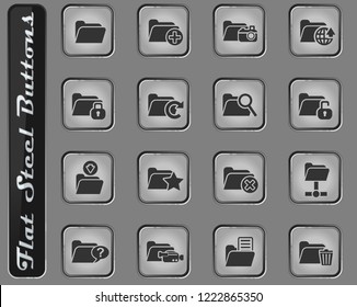 folder vector web icons on the flat steel buttons