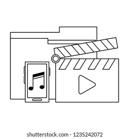 Folder and video clipboard with smartphone black and white